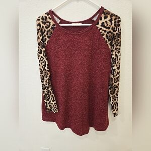 Women's REB. in J. Red leopard long sleeve shirt medium